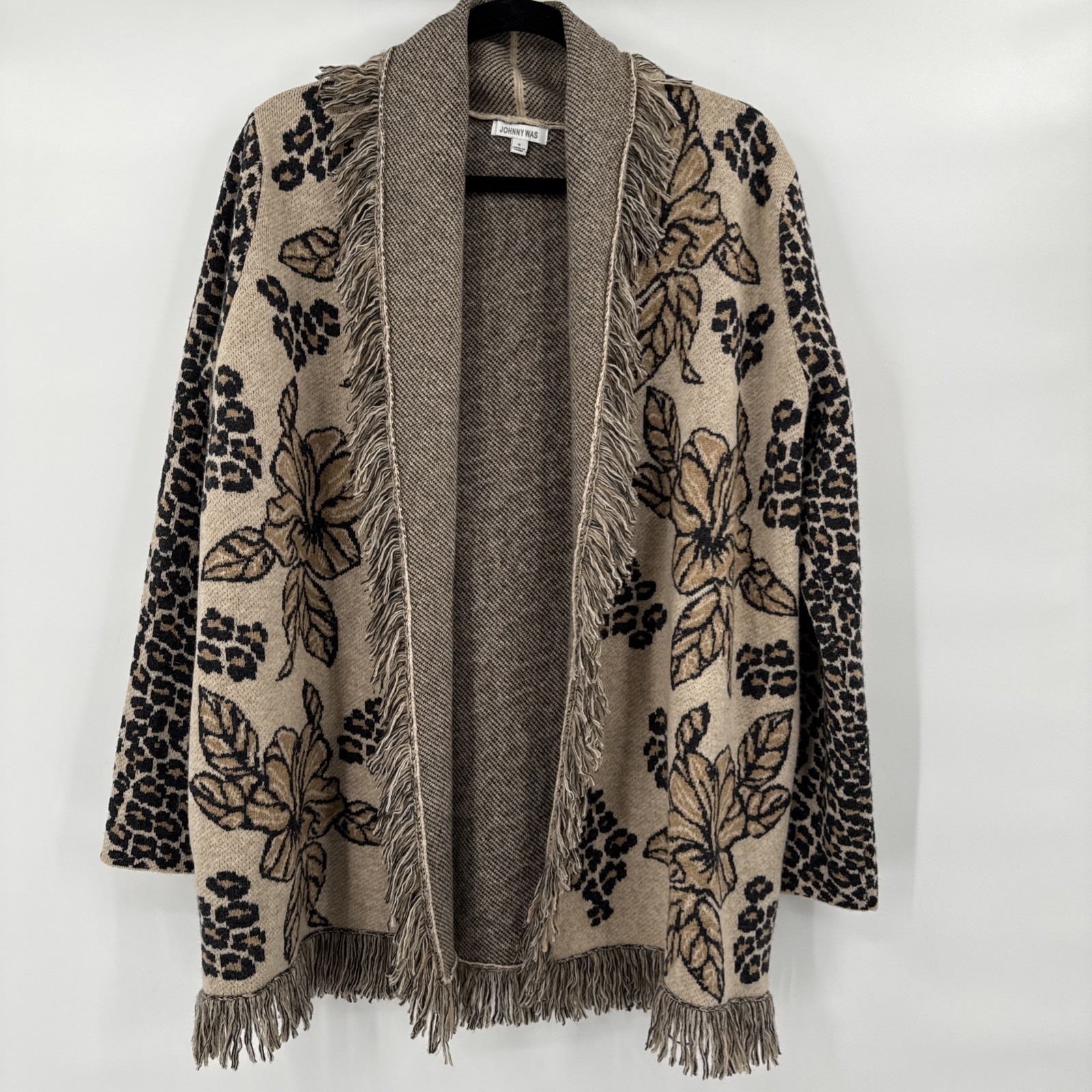 Johnny Was Fall Tropical Cardigan Cashmere Sweater Jacket Small Floral Animal